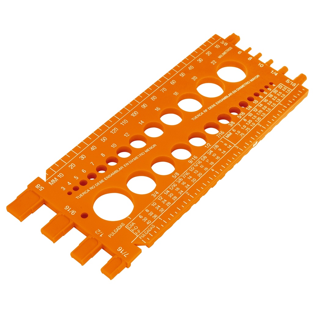 Regleta medidora de tuercas y tornillos, 22 cm, Truper - Pag 102, 754, 764