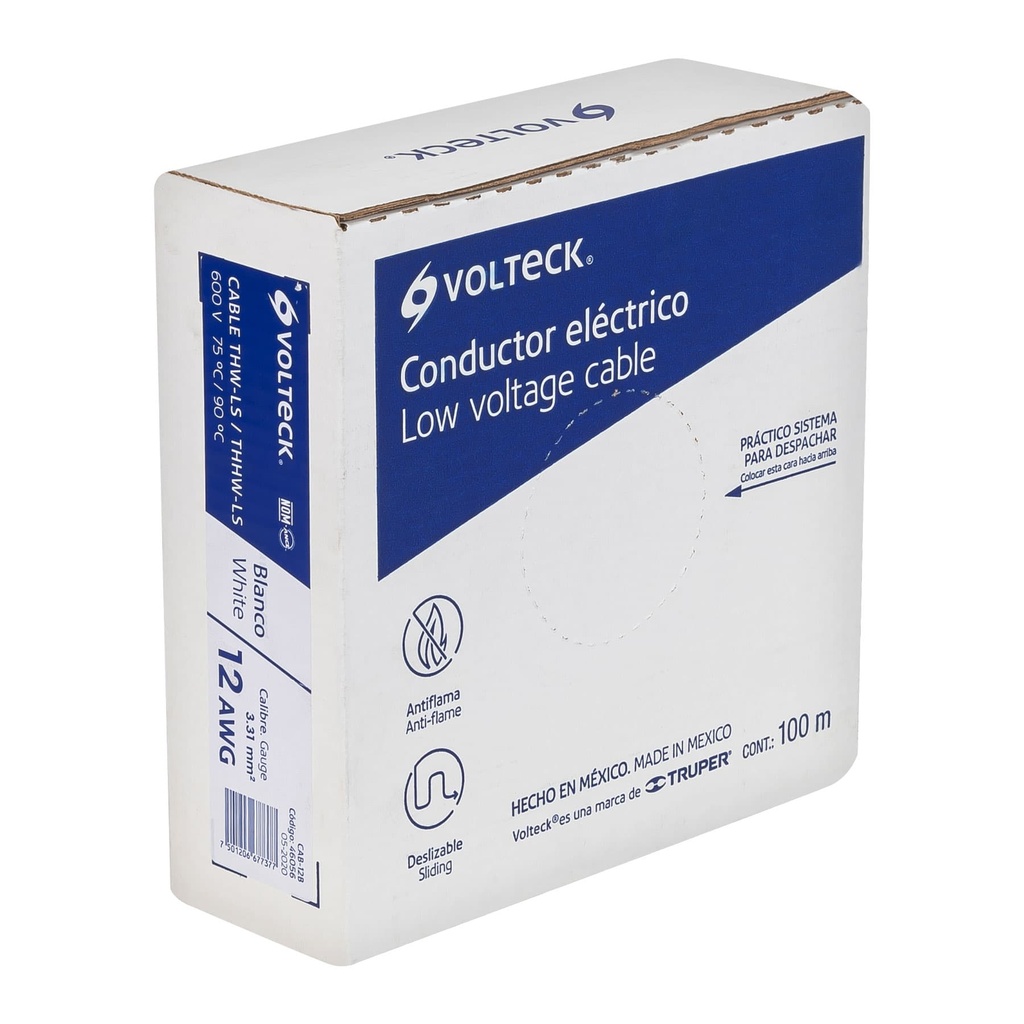 Rollo de 100 m de cable THHW-LS 12 AWG blanco, Volteck - Pag 548