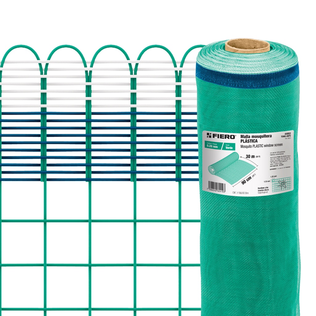 Rollo de 30 m x 0.9 m de malla mosquitera plástica verde - Pag 746