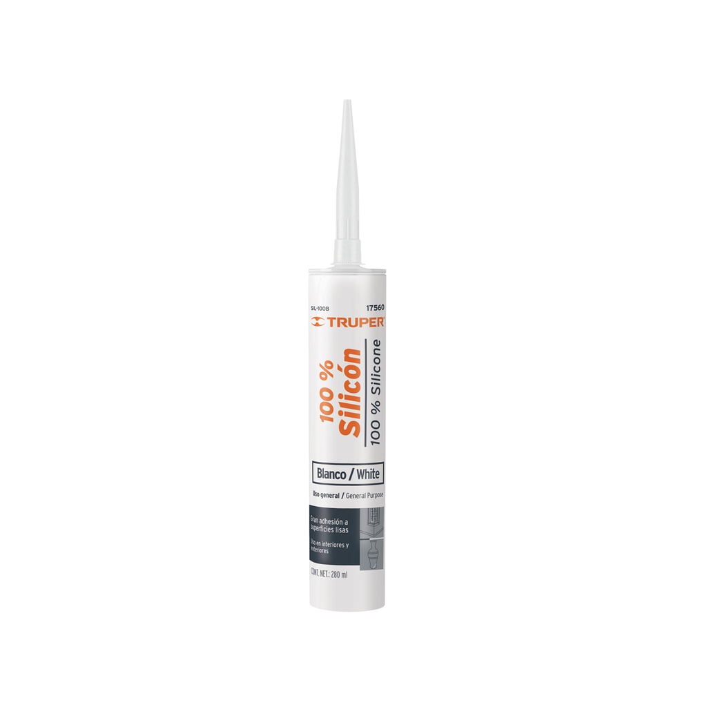 Sellador blanco 100% silicón de 280 ml, Truper - Pag 469