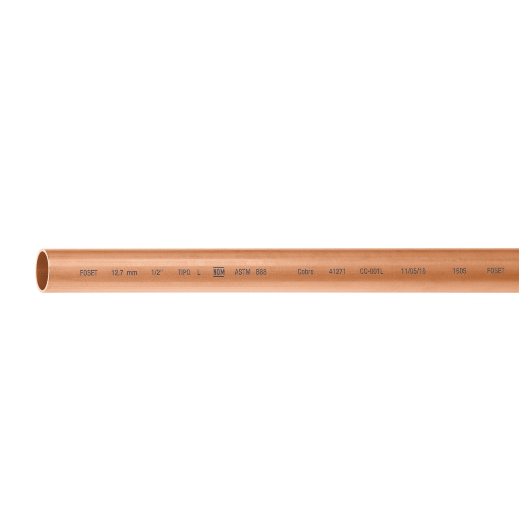 Tubo de 1/2' de cobre tipo 'L' , de 3 m, Foset - Pag 710
