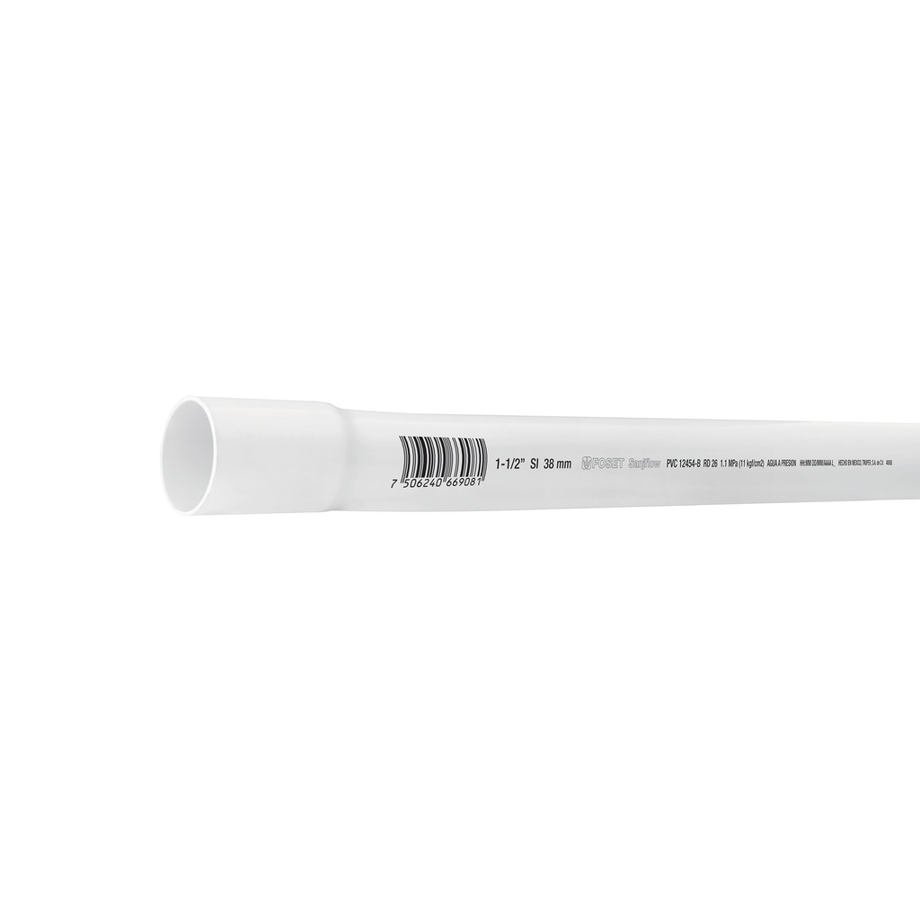 Tubo de 3 m de PVC de 1-1/2' hidráulico RD 26, Foset - Pag 696