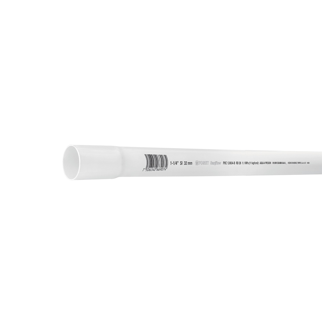 Tubo de 3 m de PVC de 1-1/4' hidráulico RD 26, Foset - Pag 696