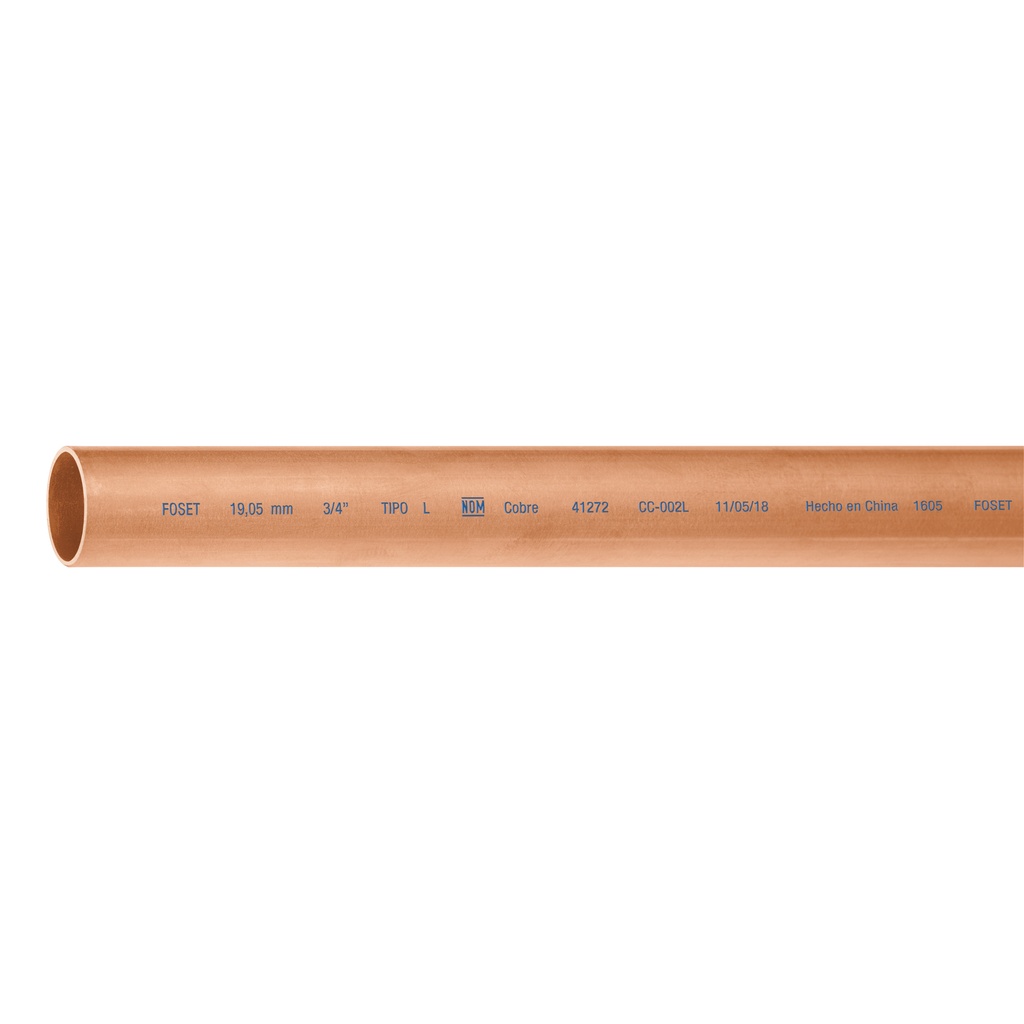 Tubo de 3/4' de cobre tipo 'L' , de 3 m, Foset - Pag 710