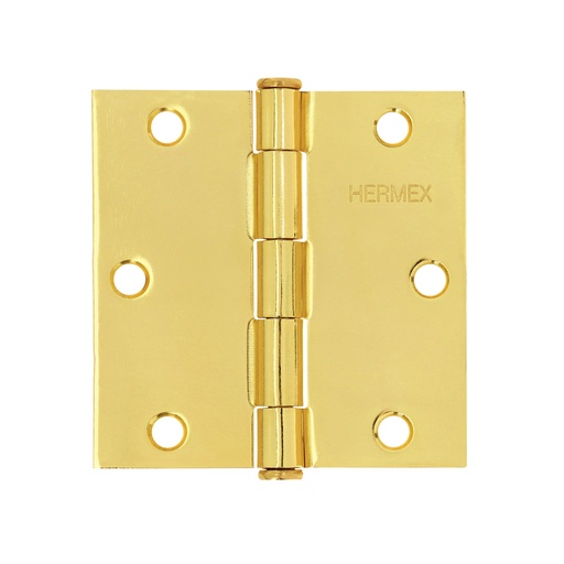 [T43238] Bisagra cuadrada 3-1/2' acero latonado, plana, Hermex - Pag 766