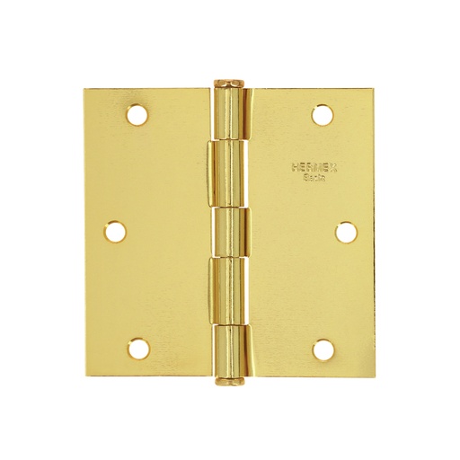 [T23685] Bisagra cuadrada 3-1/2', acero latonado, plana, Hermex Basic - Pag 767