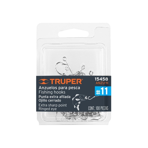 [T15458] Blíster con 100 anzuelos para pesca # 11, Truper - Pag 222