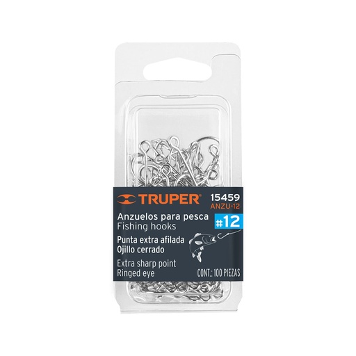 [T15459] Blíster con 100 anzuelos para pesca # 12, Truper - Pag 222