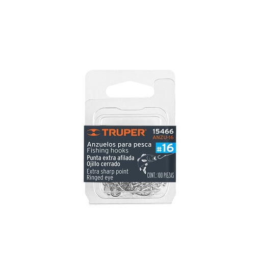 [T15466] Blíster con 100 anzuelos para pesca # 16, Truper - Pag 222