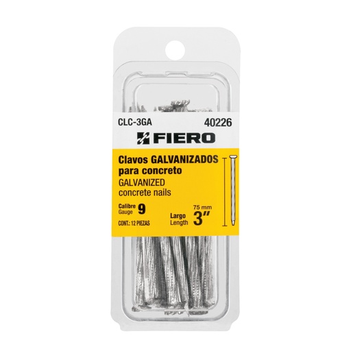 [T40226] Blíster con 12 clavos galvanizados para concreto 3', Fiero - Pag 744, 761