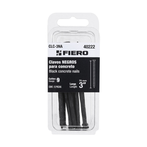 [T40222] Blíster con 12 clavos negros para concreto 3', Fiero - Pag 744, 761