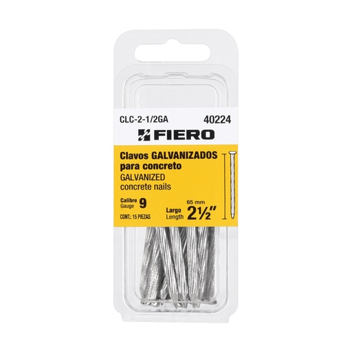 [T40224] Blíster con 15 clavos galvanizados p/concreto 2-1/2', Fiero - Pag 744, 761