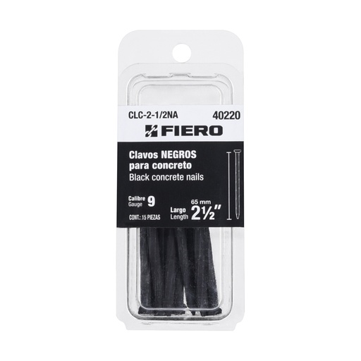 [T40220] Blíster con 15 clavos negros para concreto 2-1/2', Fiero - Pag 744, 761