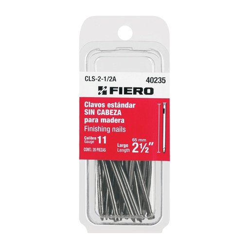 [T40235] Blíster con 20 clavos estándar 2-1/2' sin cabeza, Fiero - Pag 744, 761