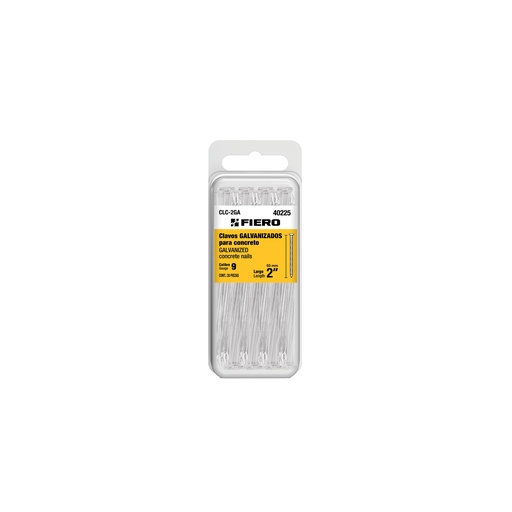 [T40225] Blíster con 20 clavos galvanizados para concreto 2', Fiero - Pag 744, 761
