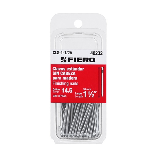 [T40232] Blíster con 80 clavos estándar 1-1/2' sin cabeza, Fiero - Pag 744, 761