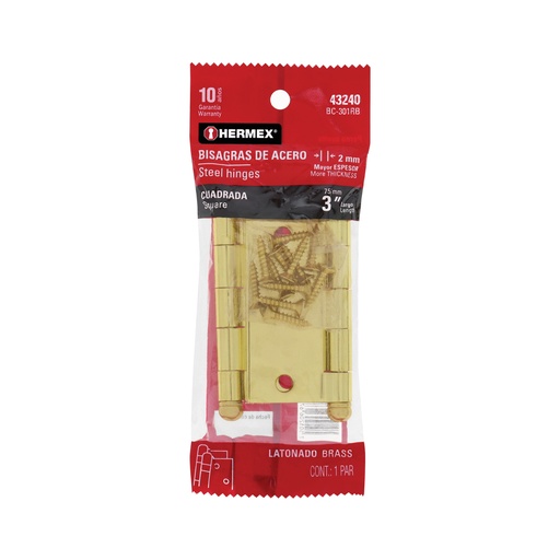 [T43240] Bolsa con 2 bisagras cuadradas de 3' acero latonado, redonda - Pag 766
