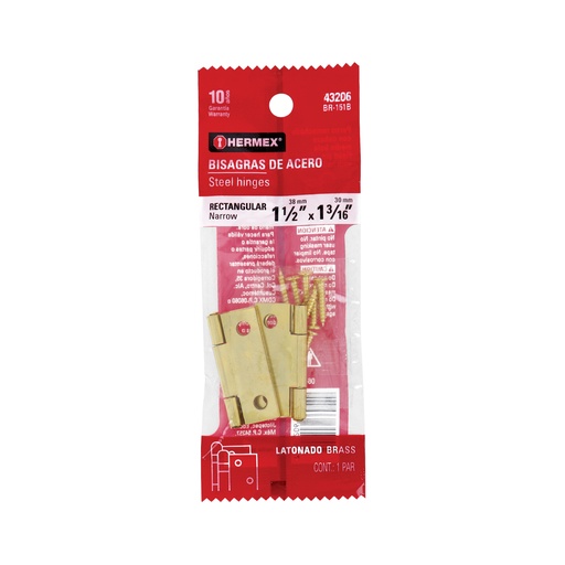 [T43206] Bolsa con 2 bisagras rectangulares 1-1/2', acero latonado - Pag 768