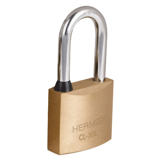[T43436] Candado de latón 30 mm gancho largo en blíster, Hermex - Pag 772, 798
