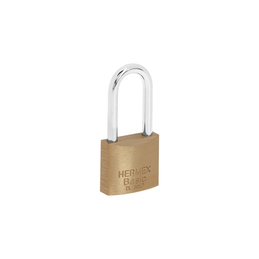 [T23516] Candado de latón 30 mm gancho largo en blíster, Hermex Basic - Pag 772, 798