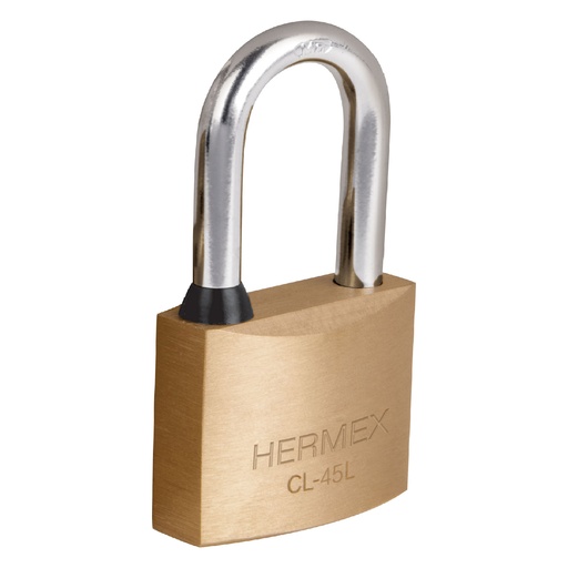 [T43438] Candado de latón 45 mm gancho largo en blíster, Hermex - Pag 772, 798