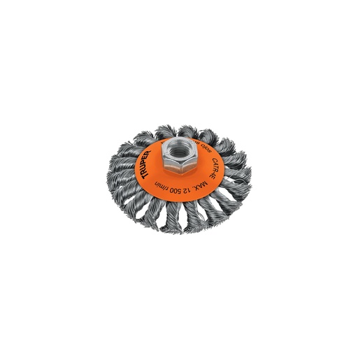 [T14190] Carda tipo cónico 4' alambre trenzado, eje 5/8'-11, Truper - Pag 92