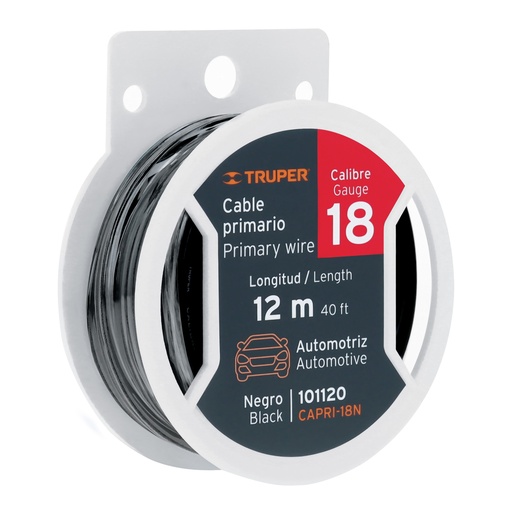 [T101120] Carrete con 12 m de cable primario negro calibre 18, Truper - Pag 26, 515