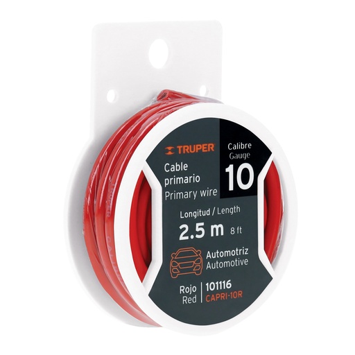 [T101116] Carrete con 2.5 m de cable primario rojo calibre 10, Truper - Pag 26, 515
