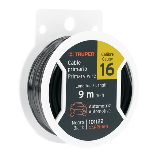 [T101122] Carrete con 9 m de cable primario negro calibre 16, Truper - Pag 26, 515
