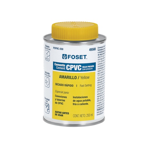 [T49568] Cemento para CPVC en bote de 250 ml, baja presión, Foset - Pag 695