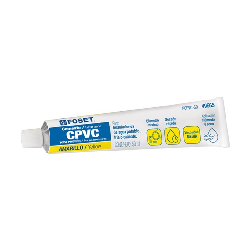 [T49565] Cemento para CPVC en tubo de 50 ml, baja presión, Foset - Pag 695
