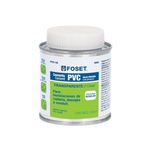 [T49562] Cemento para PVC en bote de 145 ml, baja presión, Foset - Pag 695