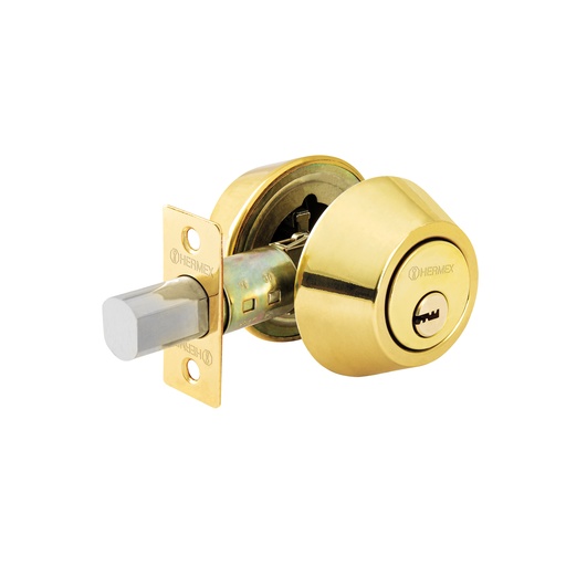 [T43592] Cerrojo llave-llave latón brillante, llave de puntos, Hermex - Pag 779, 798