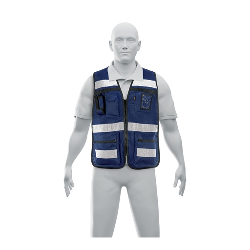 [T14667] Chaleco brigadista con cintas reflejantes, color azul marino - Pag 453
