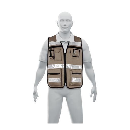 [T14668] Chaleco brigadista con cintas reflejantes, color beige - Pag 453