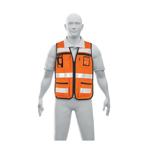 [T14669] Chaleco brigadista con cintas reflejantes, color naranja - Pag 453