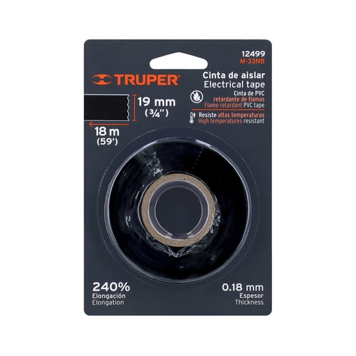 [T12499] Cinta de aislar de 18 m x 19 mm, negra en blíster, Truper - Pag 112