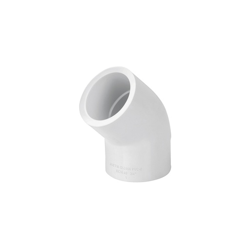 [T45415] Codo 45° de PVC de 3/4', Foset - Pag 696