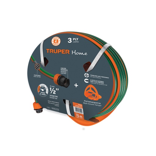 [T10883] Combo manguera MAN-15X1/2RE y portamanguera GAN-MA, Truper - Pag 298