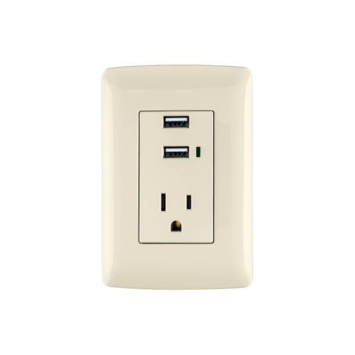 [T48064] Contacto aterrizado + 2 puertos USB, marfil, línea Italiana - Pag 521