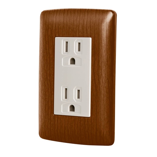 [T49809] Contacto dúplex aterrizado, color madera, línea Italiana  - Pag 521