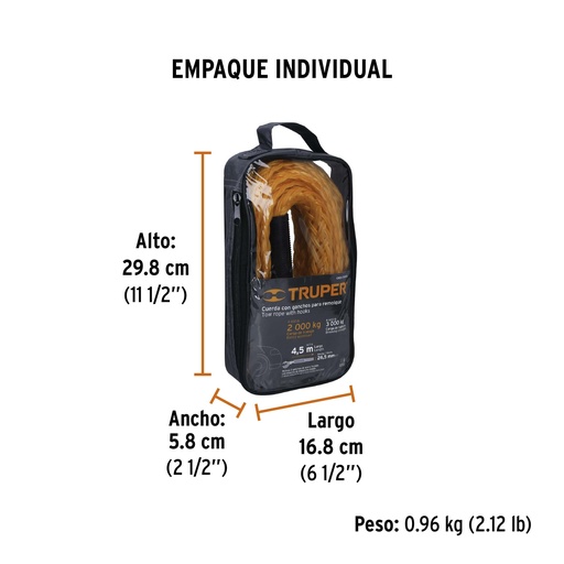 [T18346] Cuerda para remolque con ganchos 7/8' x 4.5 m, Truper - Pag 28