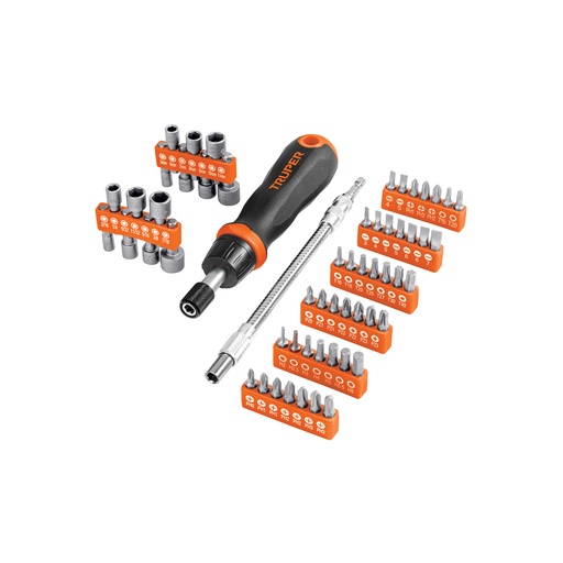[T18220] Desarmador tipo matraca con 42 puntas y 14 dados, Truper - Pag 170