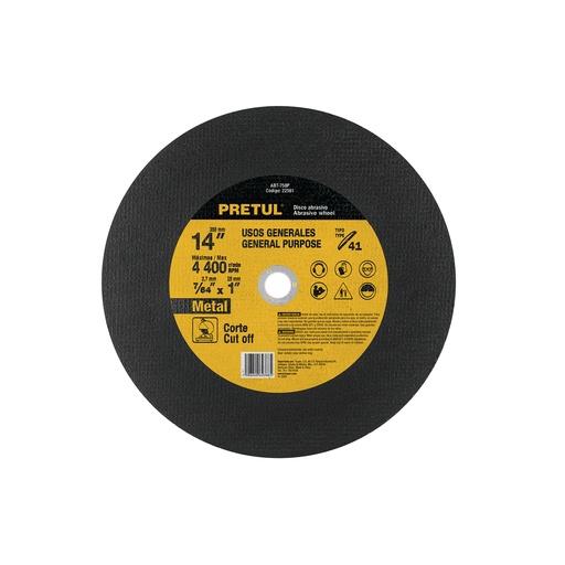 [T22561] Disco Tipo 41 de 14' x 2.8 mm para corte de metal, Pretul - Pag 188
