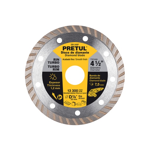 [T27017] Disco de diamante de 4-1/2' x 1.2 mm rin turbo, Pretul - Pag 184