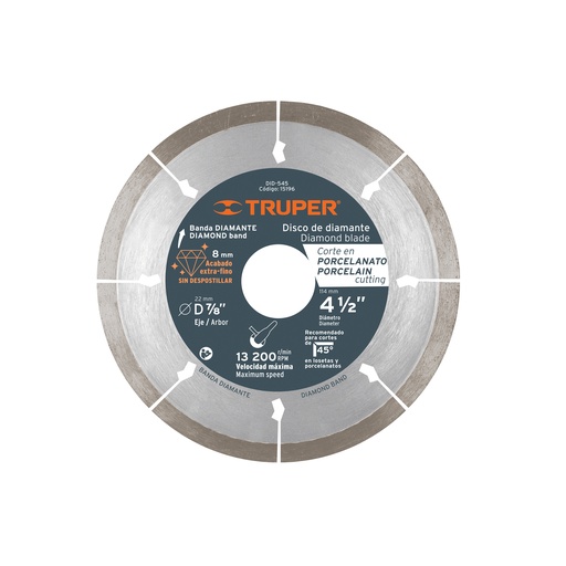 [T15196] Disco de diamante de 4-1/2' x 1.3 mm corte de porcelanato - Pag 185