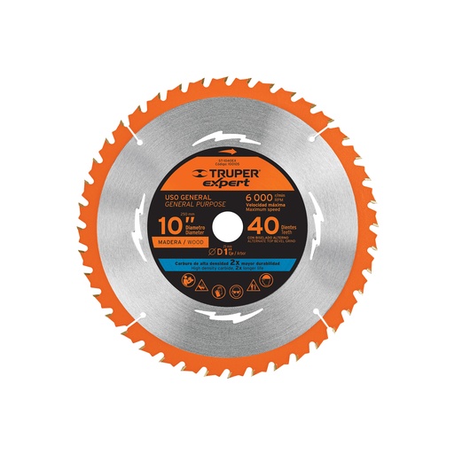 [T100105] Disco sierra 10' para madera, 40 dientes centro 1', Expert - Pag 182