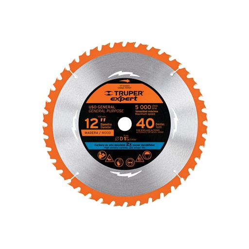 [T100107] Disco sierra 12' para madera, 40 dientes centro 1', Expert - Pag 182