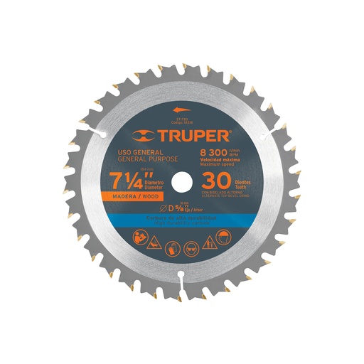 [T18318] Disco sierra 7- 1/4' para madera, 30 dientes centro 5/8' - Pag 183