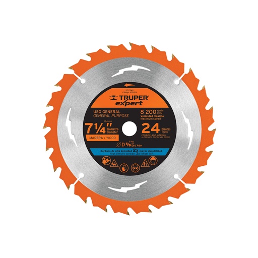[T100103] Disco sierra 7-1/4' p/madera, 24 dientes centro 5/8', Expert - Pag 182